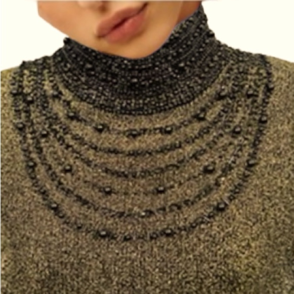 Tank tee shirt blouse sweater knit silk sweater mock turtleneck gold black